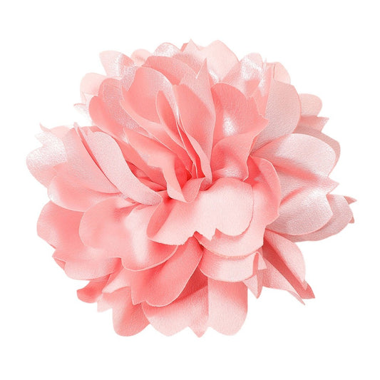 Large 6.5" Pink Satin Peony Flower Hair Clip Brooch Pin Floral Petal Accessory