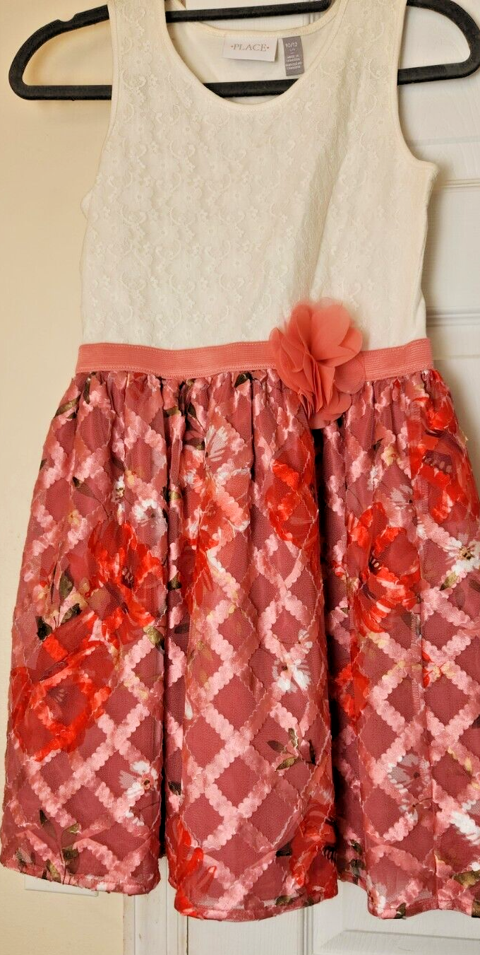 Girls Dress for Formal Occasion Floral Print Sleeveless Dresses Size 10/12