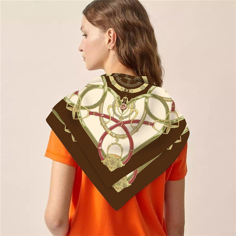 Elegant Large Square Silk Scarf 35 X 35 Inches Women's Designer Scarves