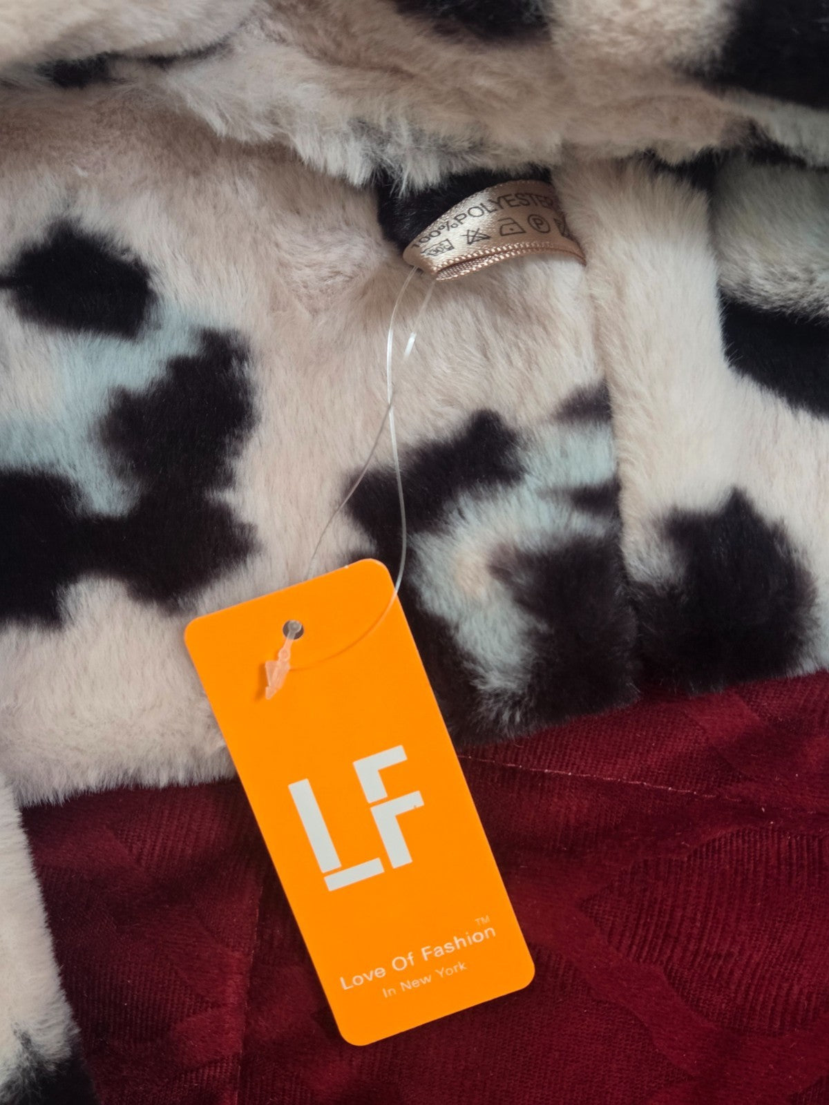 Faux Fur Leopard Print Infinity Scarf Snood Cream Blue Black Women's NWT