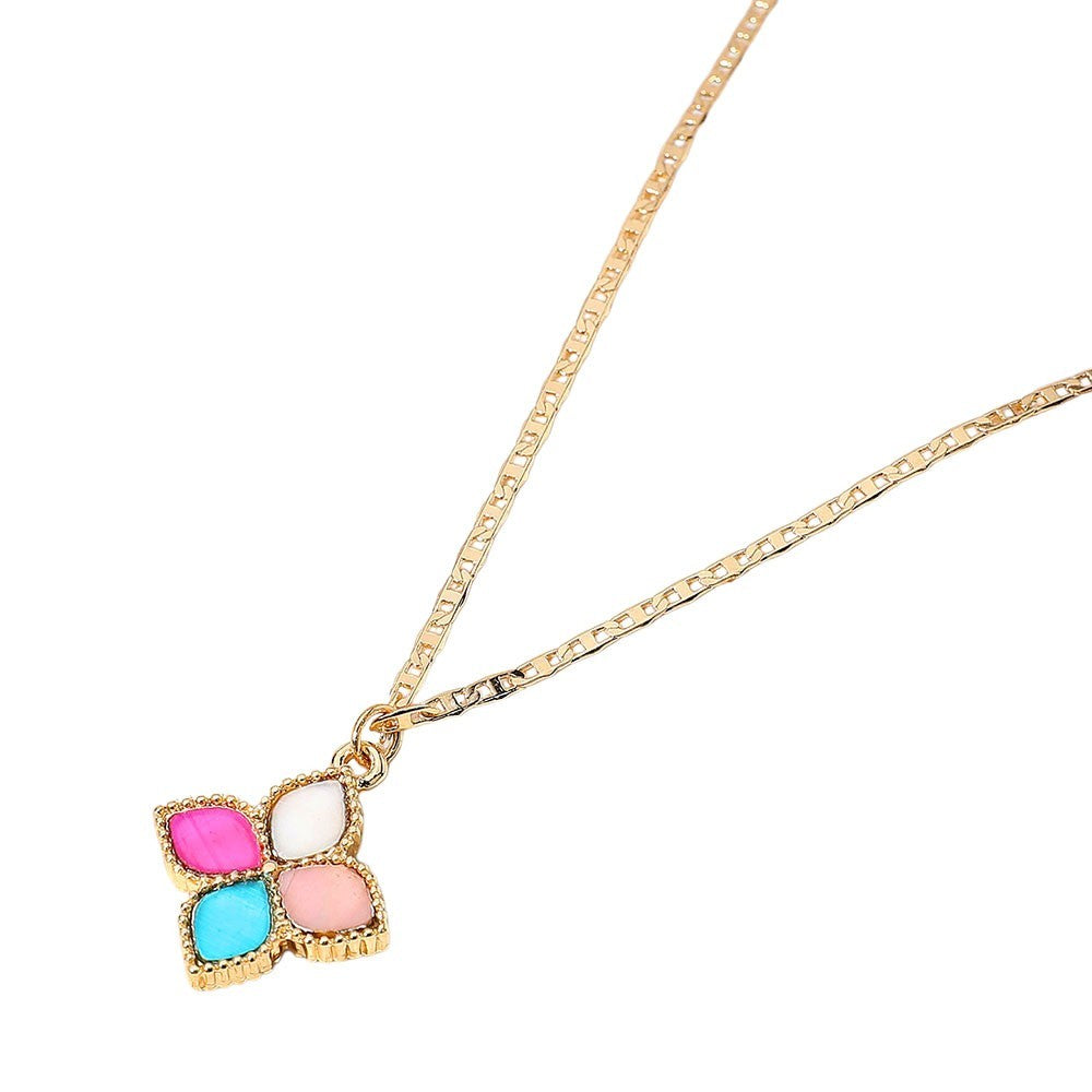 Gold Tone Four Leaf Clover Pendant Necklace Lucky Charm Fashion Jewelry