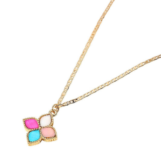 Gold Tone Four Leaf Clover Pendant Necklace Lucky Charm Fashion Jewelry