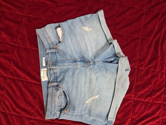 Women’s Distressed Denim Shorts Ripped Jean Cutoff Folded Hem Casual Bottoms M