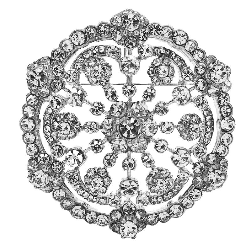 2pcs Vintage Crystal Flower Brooch Pin Set Gold Silver Tone Floral Retro