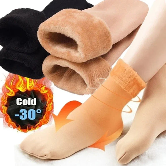 4 PAIR Fleece Lined Thermal Ankle Socks Winter Nude Black Warm Thick Socks Lot