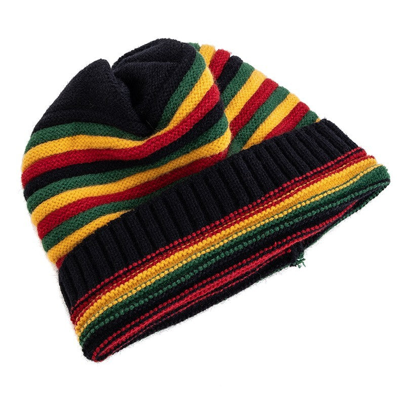 Rasta Stripe Slouchy Beanie Winter Tam Hat Reggae Hippie Knit Cap