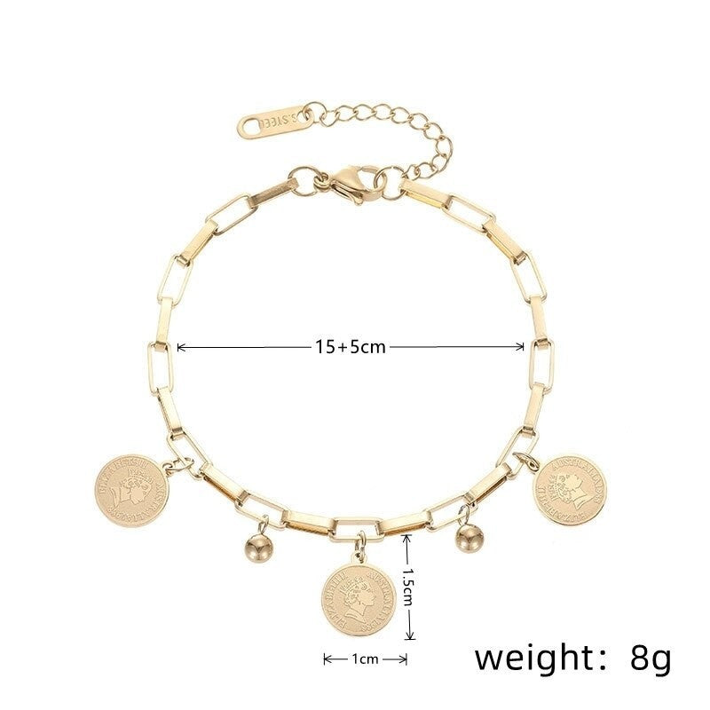 18K Gold Plated Stainless Steel Paperclip Chain Charm Bracelet – Dainty Jewelry