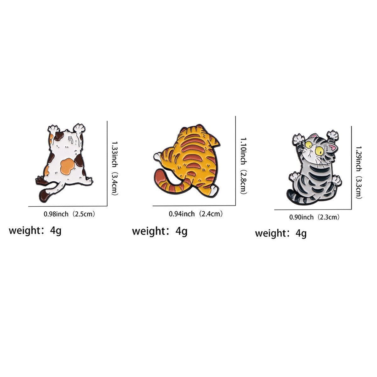 3pcs Cute Funny Cat Enamel Pin Set Clinging Falling Kitty Badge Brooch Jewelry