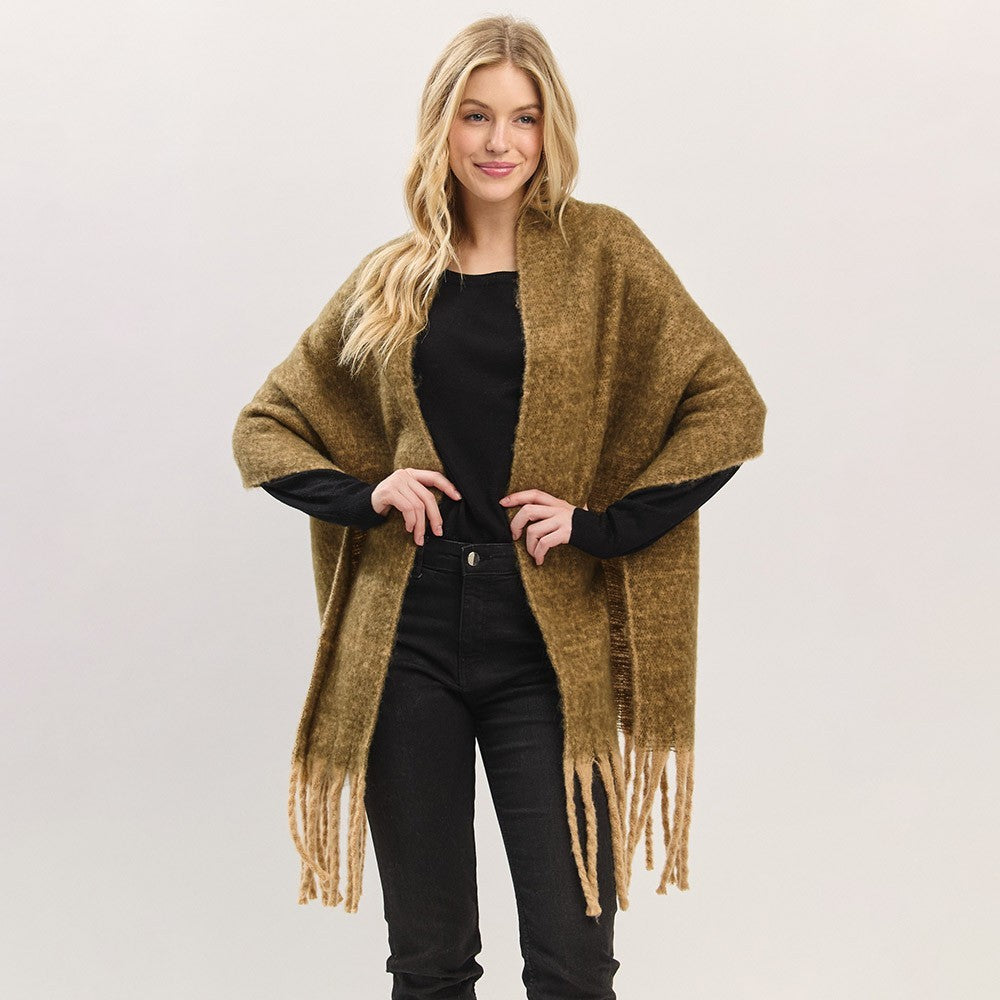 2pcs Oversized Ombre Knit Scarf Wrap Shawl Fringe Scarves for Women Gift Holiday