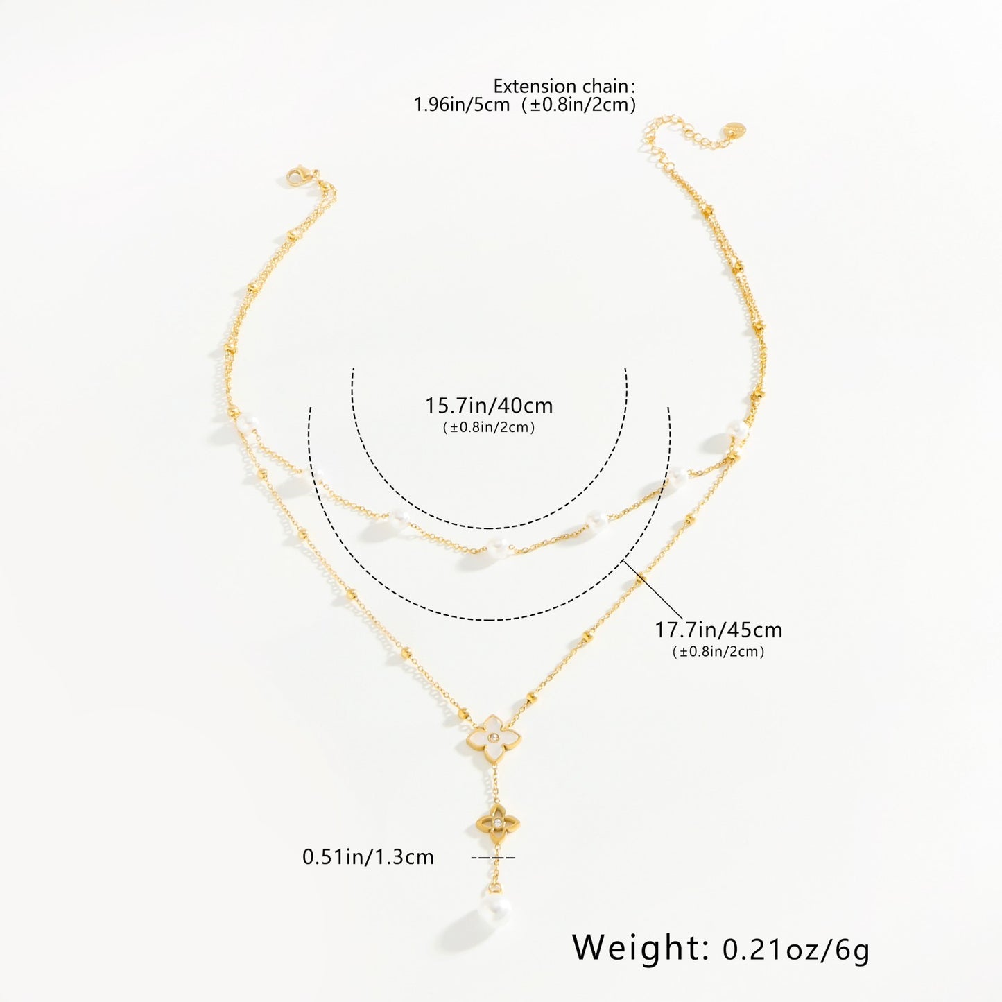 3pc Gold Layered Clover Pearl Dainty Necklace SET – Perfect Gift Pack!