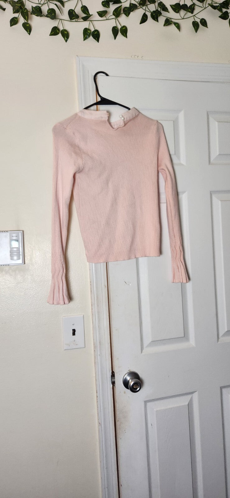 Pink Bowknot Knit Top for Women Fancy Sweater Long Sleeved Tops S/M 