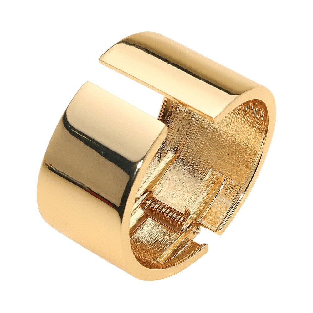 Wide Statement Metal Cuff Bracelet  for Women Gold Tone Bold Fashion Jewelry