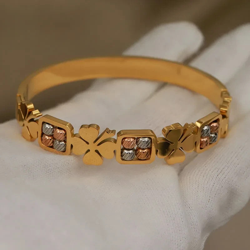 Elegant Stainless Steel Floral Bead Bracelet for Women Non Tarnish Gift Jewelry