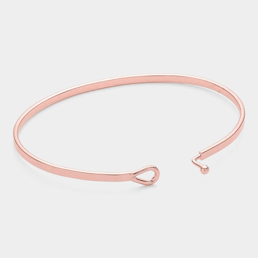 2 Pcs "Bless This Woman" Thin Brass Metal Hook Bracelet for Women Rose Gold