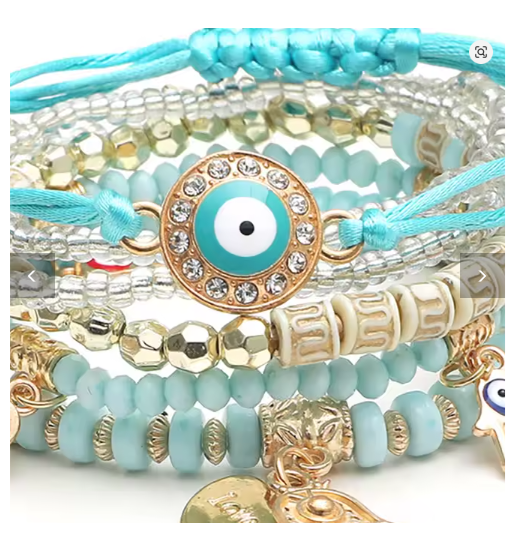6 Piece Evil Eye Hamsa Bracelet Set for Women Protection Luck Boho Style Jewelry