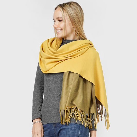 Reversible Solid Shawl Wrap Oblong Scarf for Women Soft Lightweight Two Tone