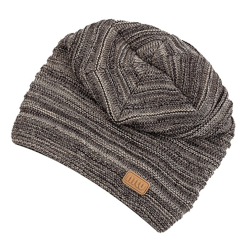 Unisex Slouchy Beanie Hat Warm Winter Knit Cap Baggy Faux Fur Fleece Lined Grey
