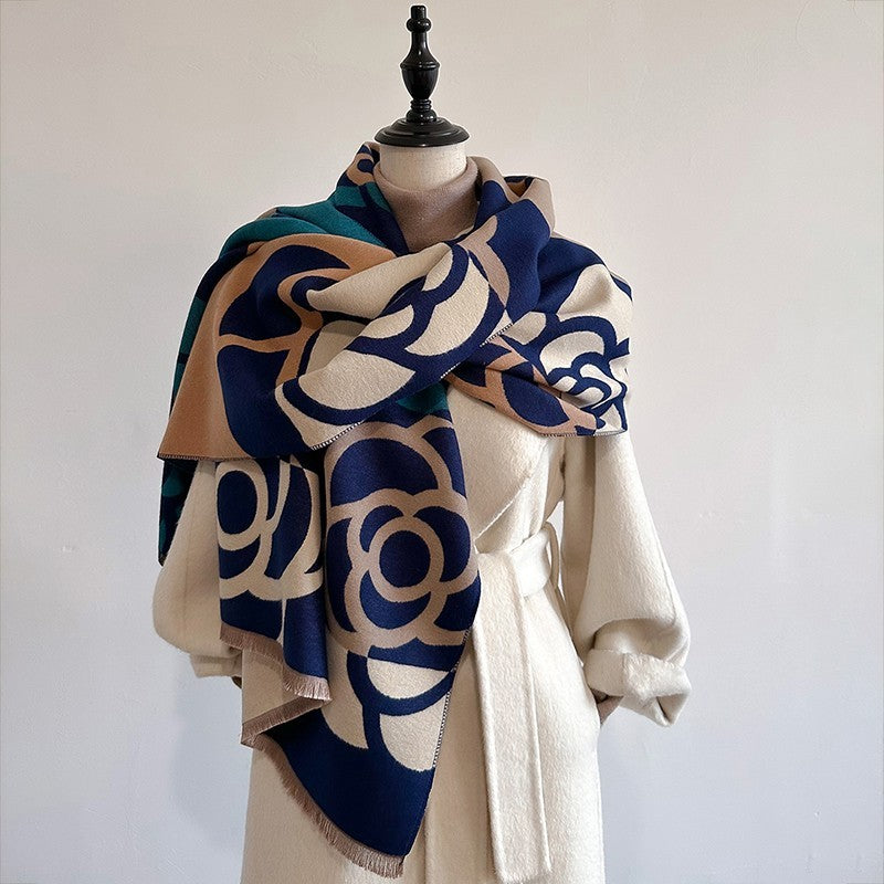 Women’s Oversized Floral Print Scarf Wrap Shawl Soft Warm Winter Blanket Cape