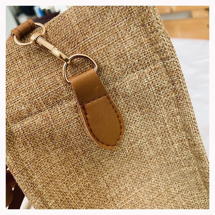 Canvas Stripe Bucket Handbag for Women Large Capacity Casual Tote Shoulder Cross