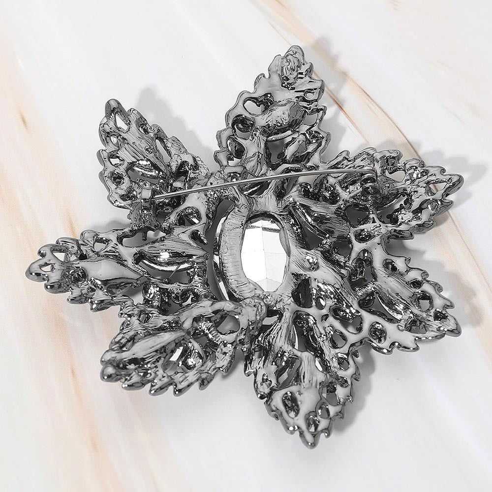 2pcs Vintage Snowflake Brooch Pins Elegant Rhinestone Floral Jewelry Accent