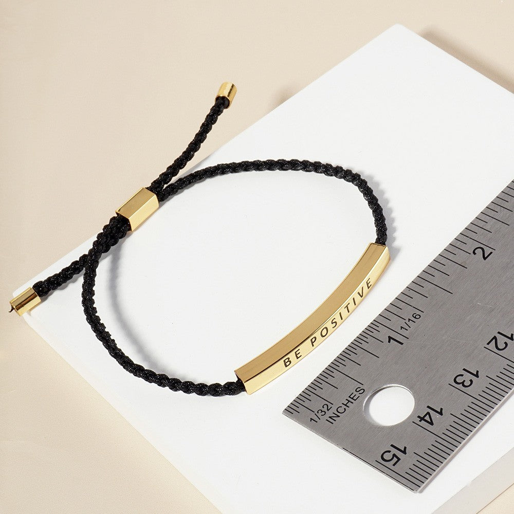 2 Pcs Gold Dipped FAITH HOPE LOVE Message Pull Tie Bracelet Bar Rope Adjustable