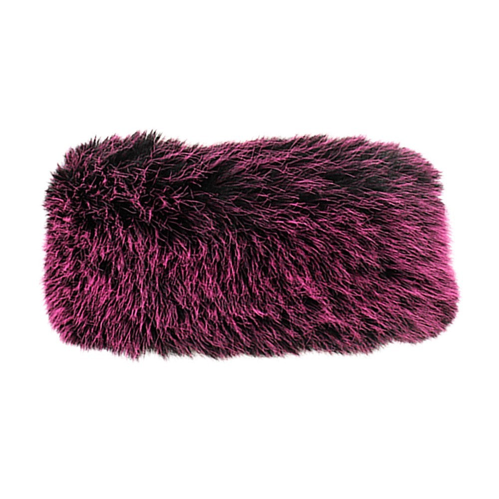 2pcs Faux Fur Headband Set Winter Ear Warmer Stretchy Burgundy Grey