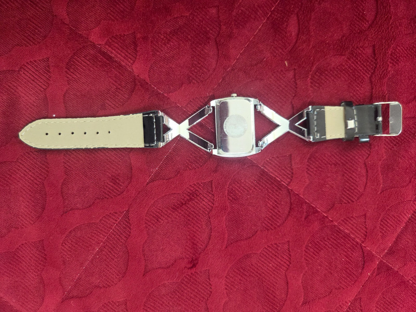 GoGoey Women's Rectangular Dress Watch Crystal X Band Black Faux Leather Strap