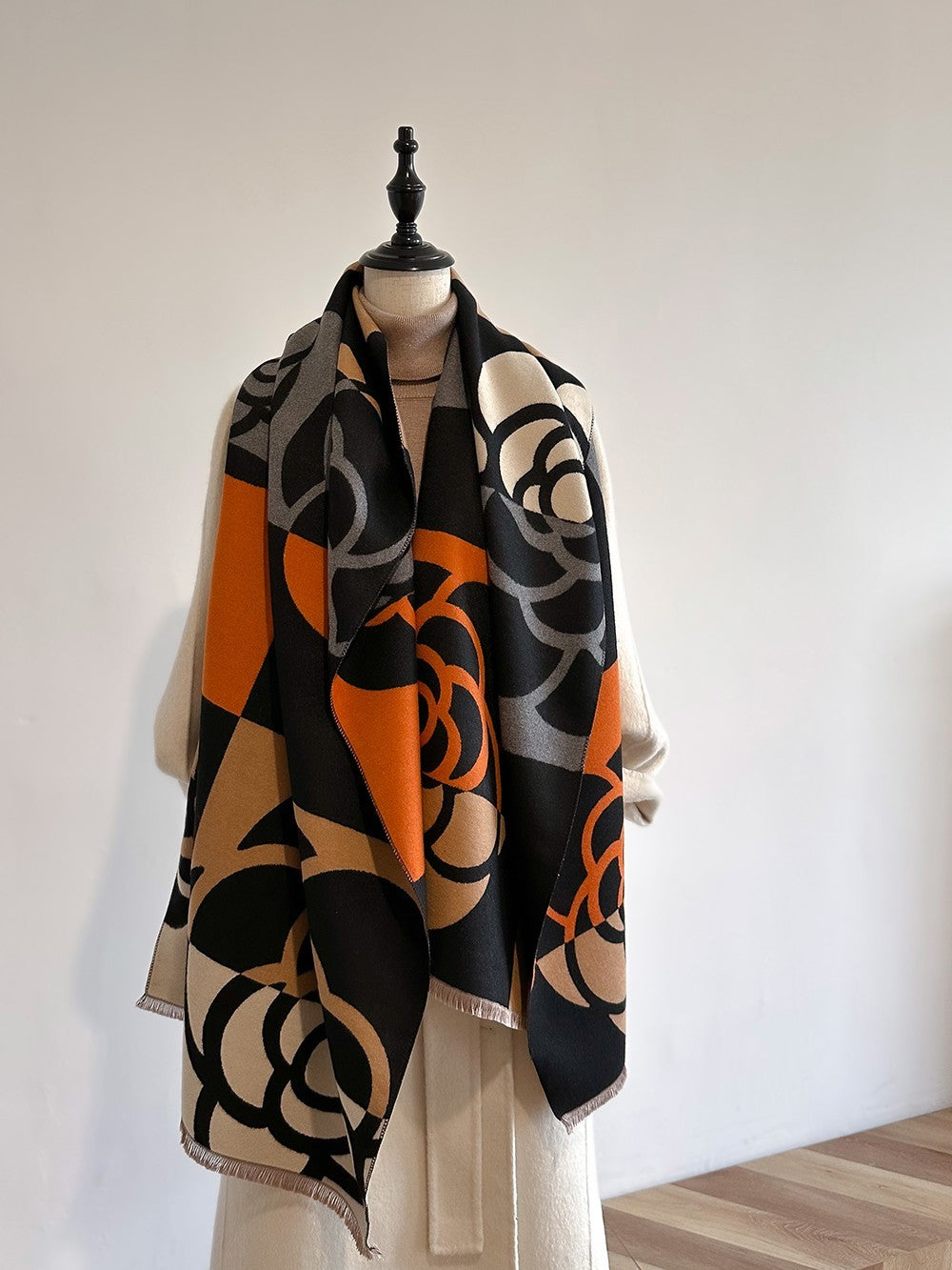 Women’s Oversized Floral Print Scarf Wrap Shawl Soft Warm Winter Blanket Cape