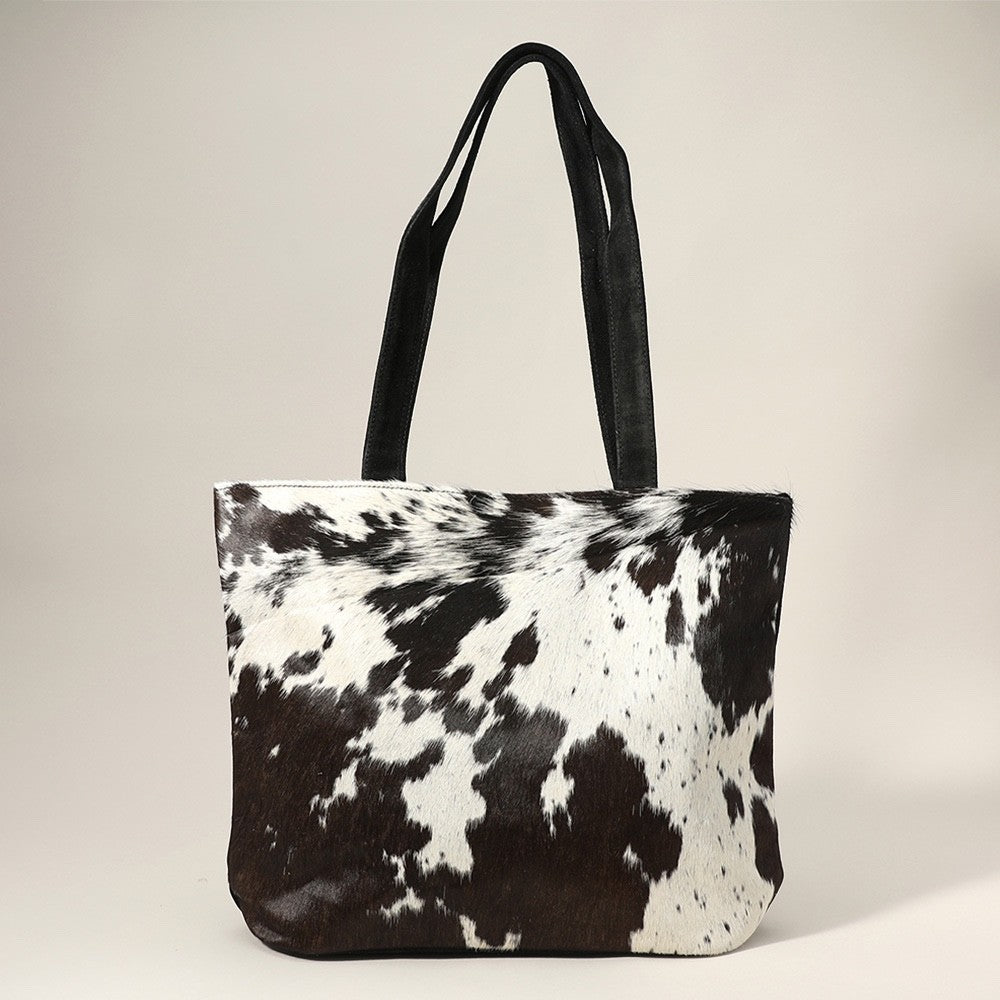 Cowhide Print Tote Bag Large Faux Fur Shoulder Handbag - Western Cow Print Purse