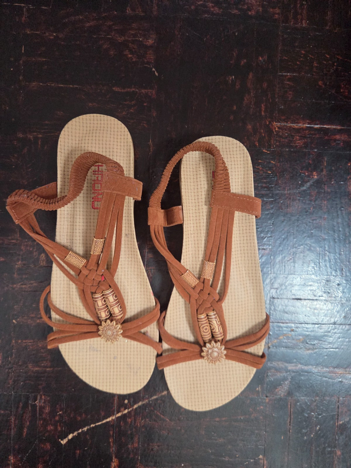 Tribal Design Summer Sandals for Women Open Toe Shoes for Ladies Size 9