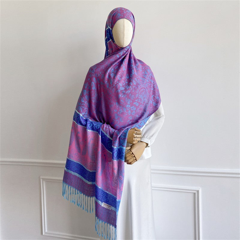 Pink Blue Paisley Leopard Pashmina Scarf 28 x 67 Inches Shawl Wrap