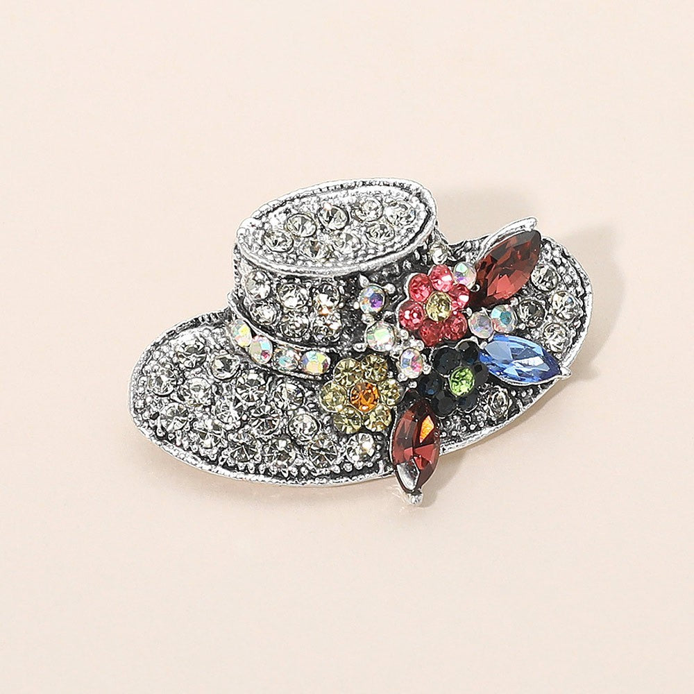 2PC Lot Multi-Color Crystal Floral Hat Brooch Pin & Pendant Gift