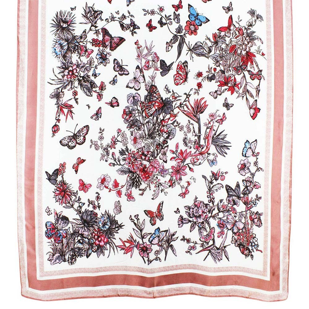 Spring Time Printed Oblong Silky Satin Scarf Shawl Lightweight Soft Wrap Women