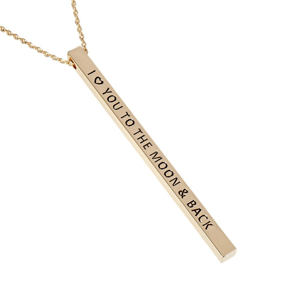 I Love You To The Moon & Back Bar Necklace Set - Gold & Silver Tone Brass Gift
