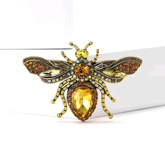 Rhinestone Bee Brooch for Women Crystal Insect Pin Glass Jewelry Accessory