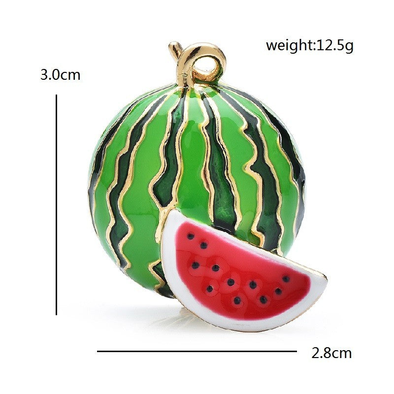 3pcs Sparkling Fruit Brooch Set Crystal Apple Strawberry Watermelon Pins