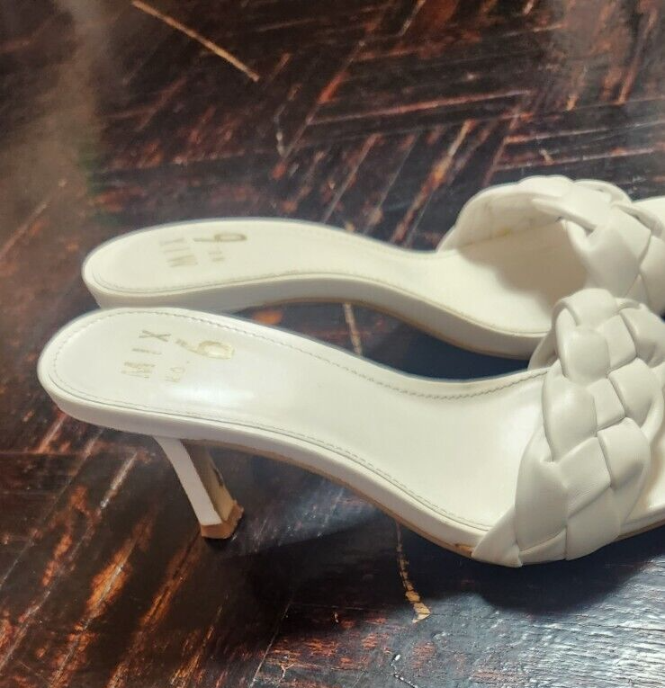 Mix No 6 White Cushion Fabric Slip On Sandals for Women Kitten Heels White 6.5