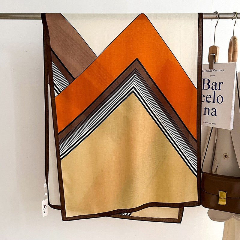 High-Fashion Geometric Scarf for Women in Warm Autumnal Colors