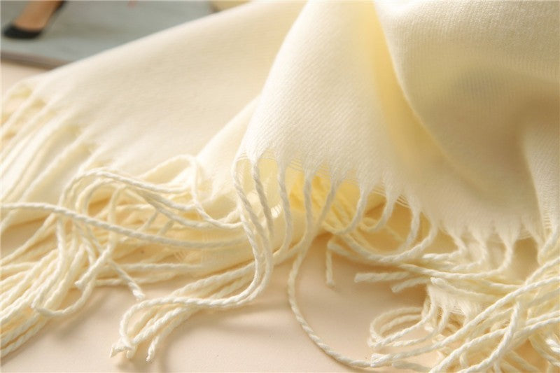 Luxury Cashmere Blend Scarf Shawl Wrap for Women Soft Beige Cream Winter Gift