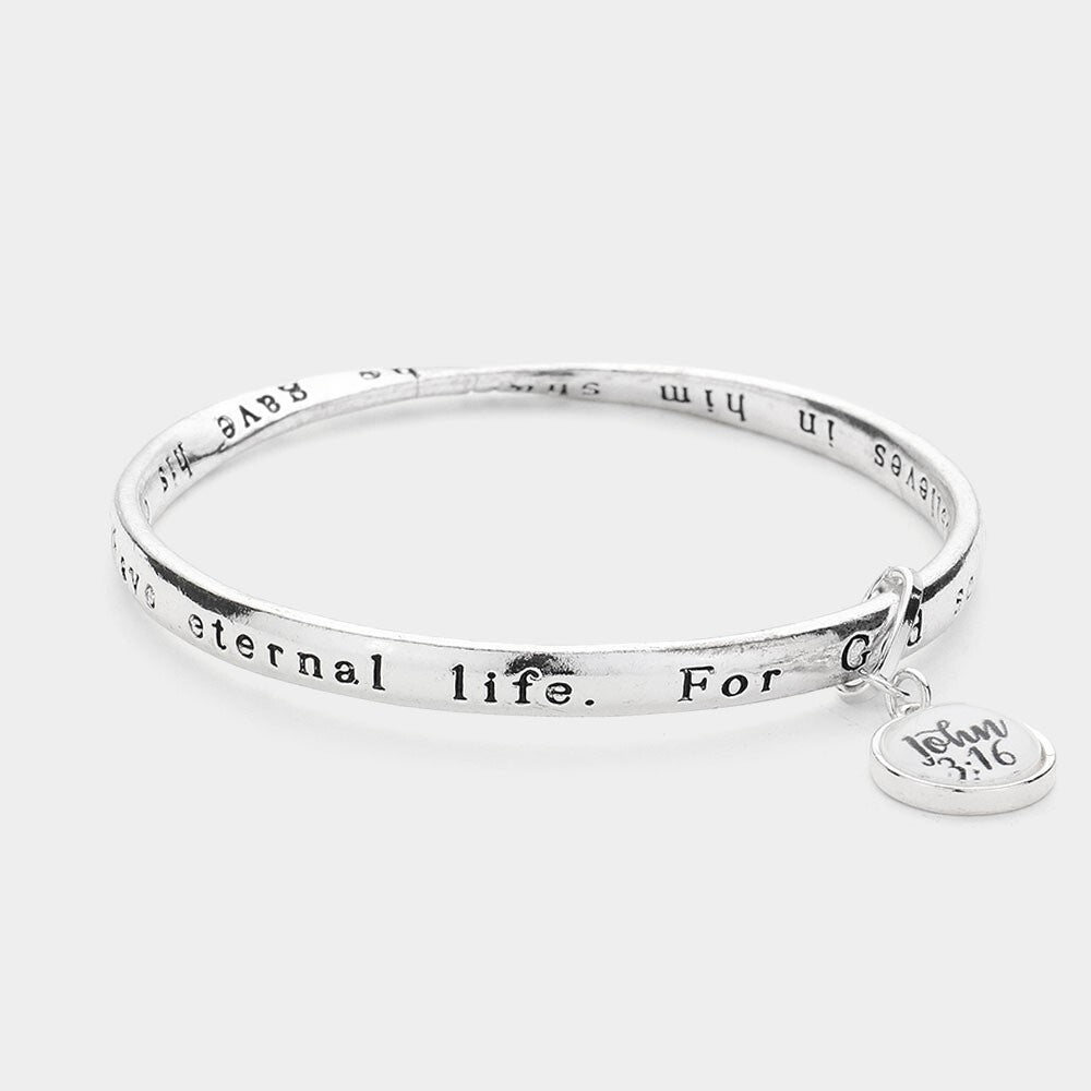 John 3:16 Verse Charm Bangle Bracelet Inspiring Religious Bracelets Scripture 