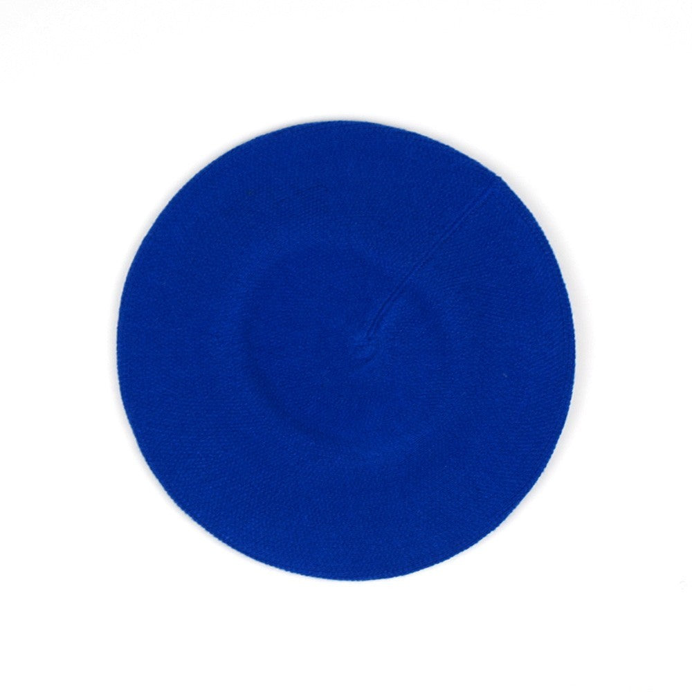 Stretchy Solid Color Beret Hat for Women Men Unisex Soft Knit Beanie Cap Blue