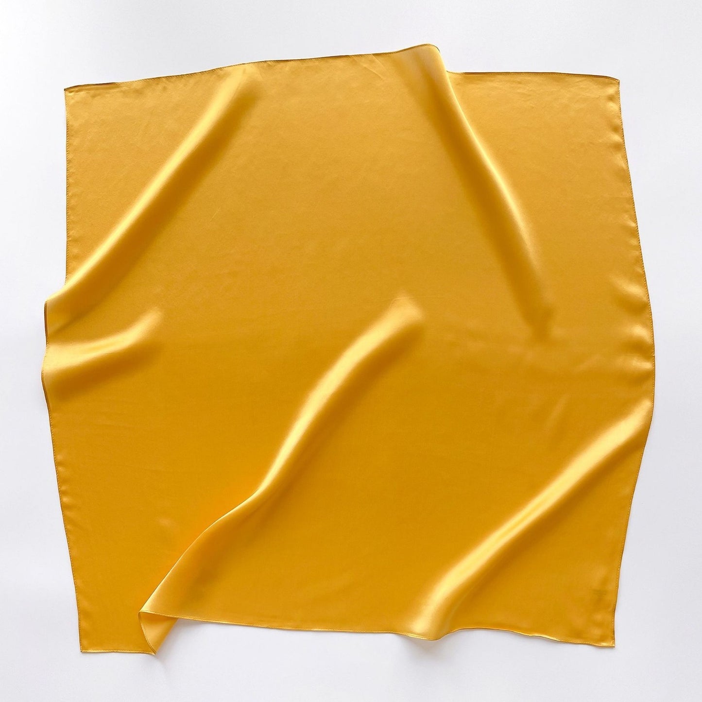 2pc Silk Feel Square Scarf Set 27x27in Black Yellow Satin Hair Wrap Neckerchief