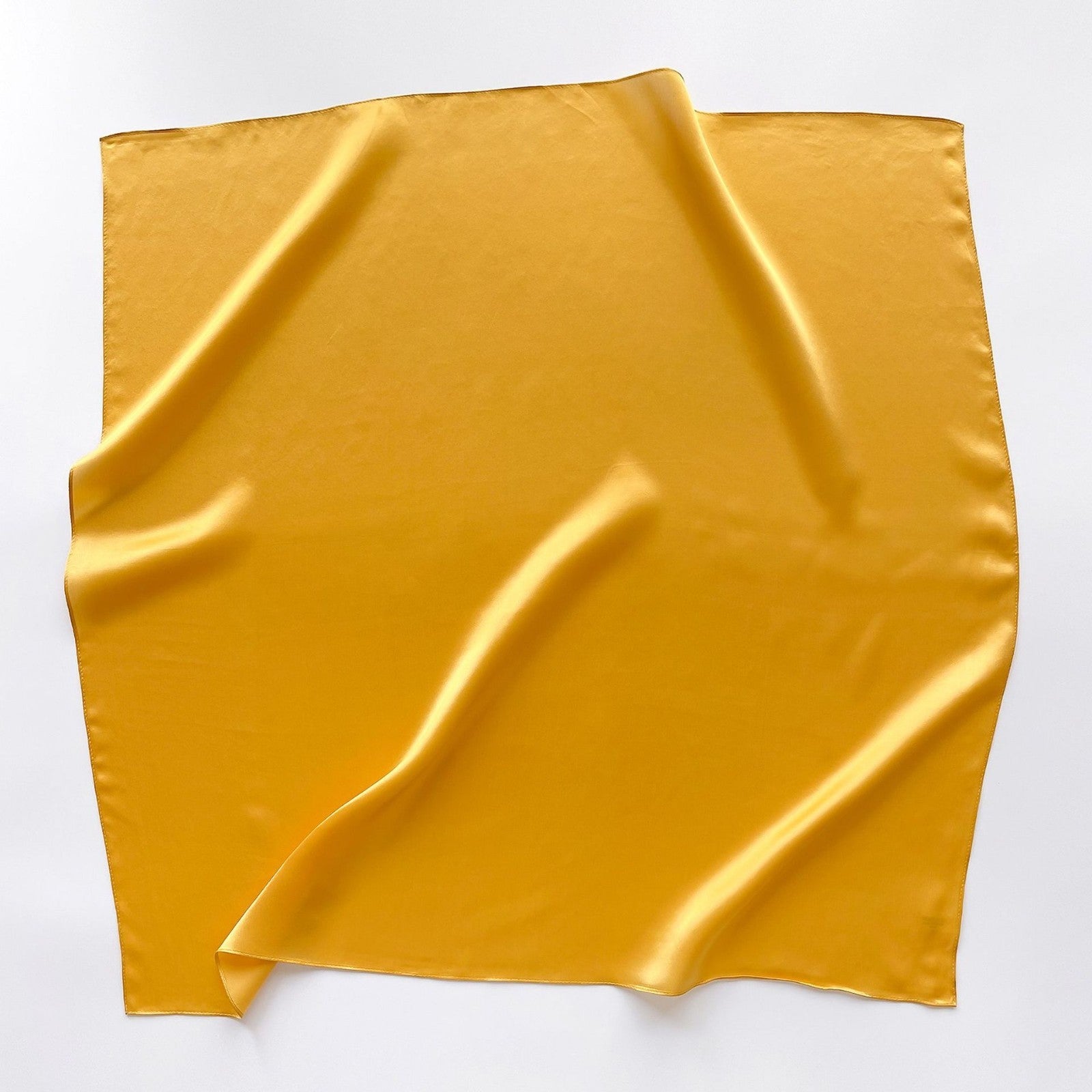 2pc Silk Feel Square Scarf Set 27x27in Black Yellow Satin Hair Wrap Neckerchief