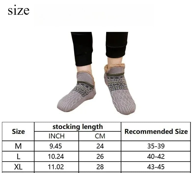 Women's US 4.5-8.5 M Slipper Socks 2-Pack SET | Chunky Knit Fair Isle Sherpa