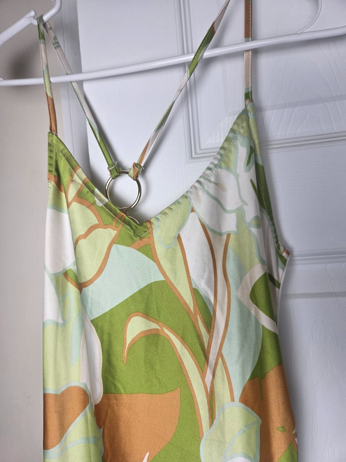Floral Print Strappy Dress with Chain Back Detail | Summer Casual Dress US M