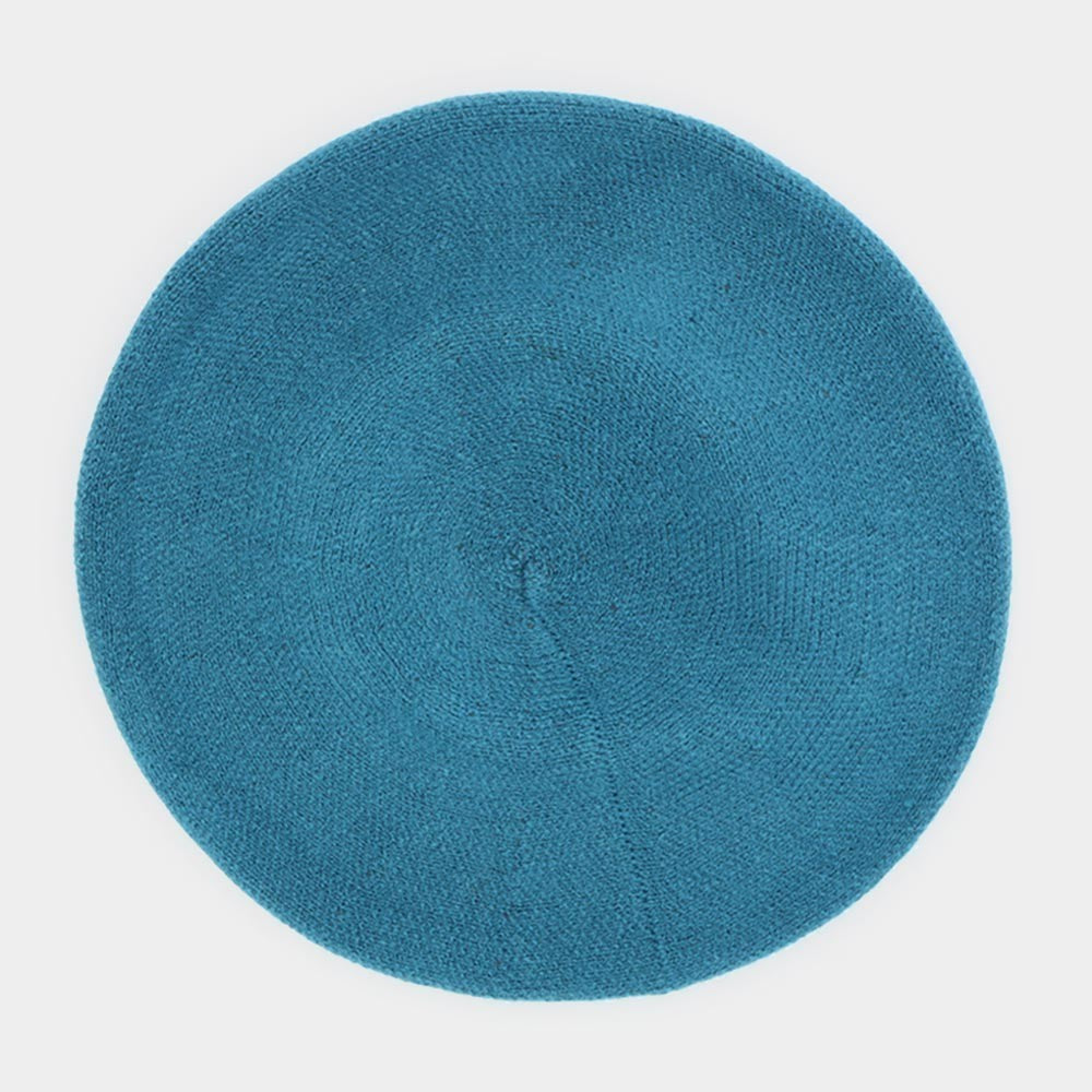Women's Teal Knit Beret Hat Wool Blend Solid French Style Winter Fall Cap Unisex