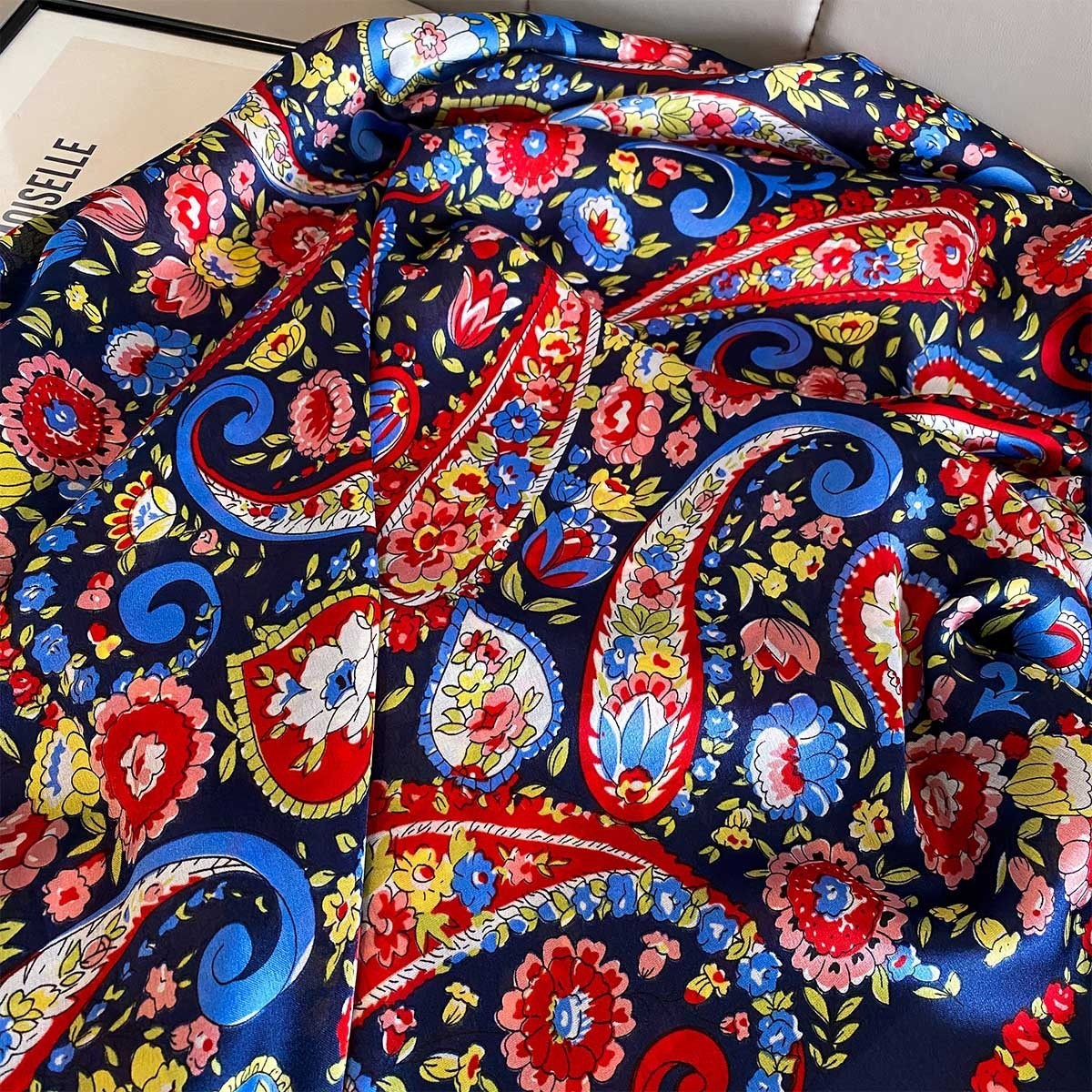 Oversized Silky Feel Paisley Floral Scarf Wrap Shawl | Long Rectangular Stole