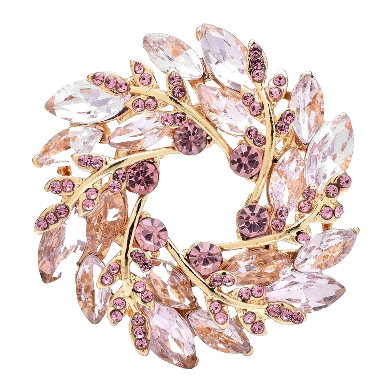 2pcs Flower Wreath Brooch Pin Rhinestone Floral Party Jewelry Gift Set