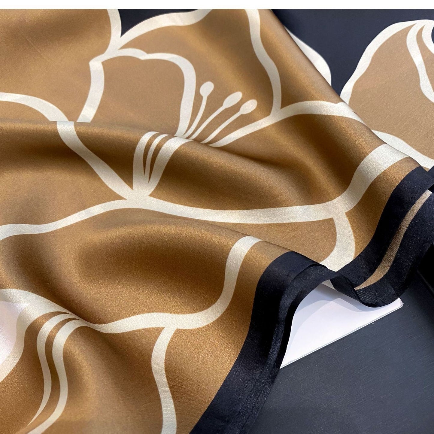 2pcs Pink Brown Floral Silk Feel Square Scarf 28" Women’s Fashion Accessories