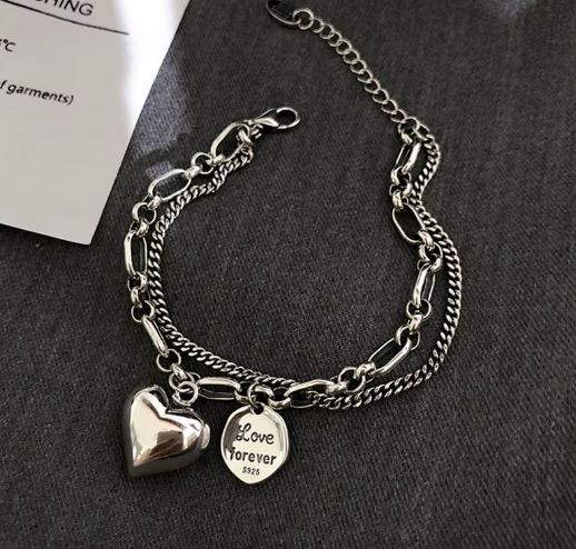 925 Sterling Silver Charms Bracelets For Women Fashion Retro Bracelet Valentine